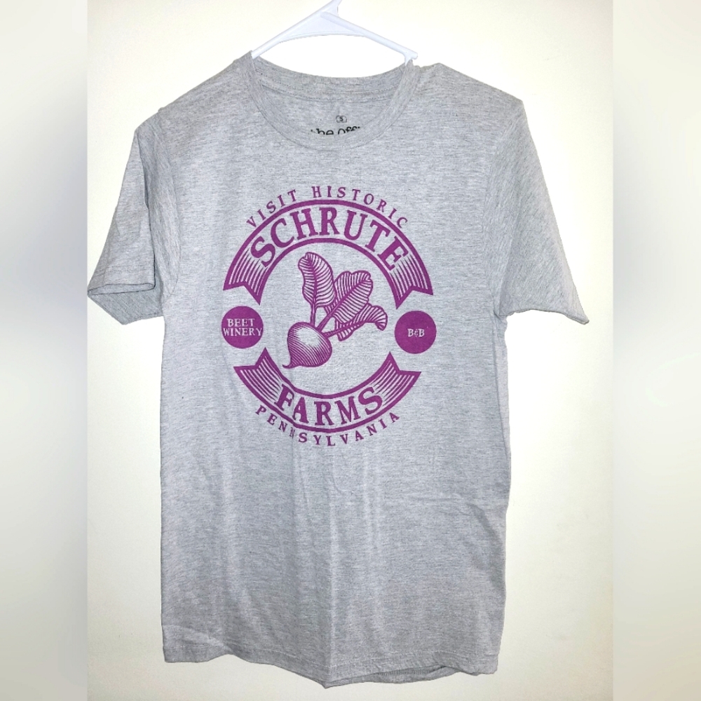 2 for $25 ‼️ NWOT The Office Dwight Schrute Farms Graphic Tee Unisex Grey Small